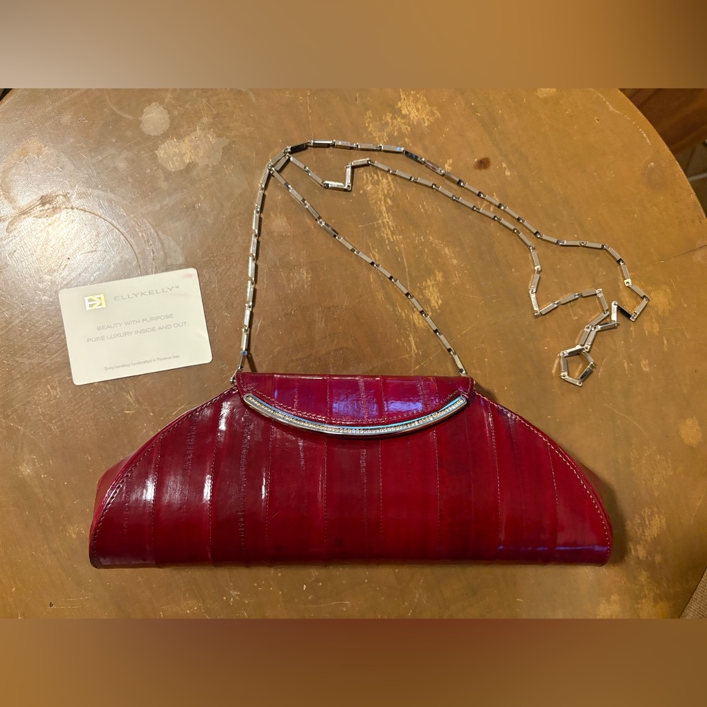 Elly Kelly™ Red Eel Skin Clutch/Shoulder Bag